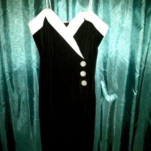 Black white dress trim is white satin